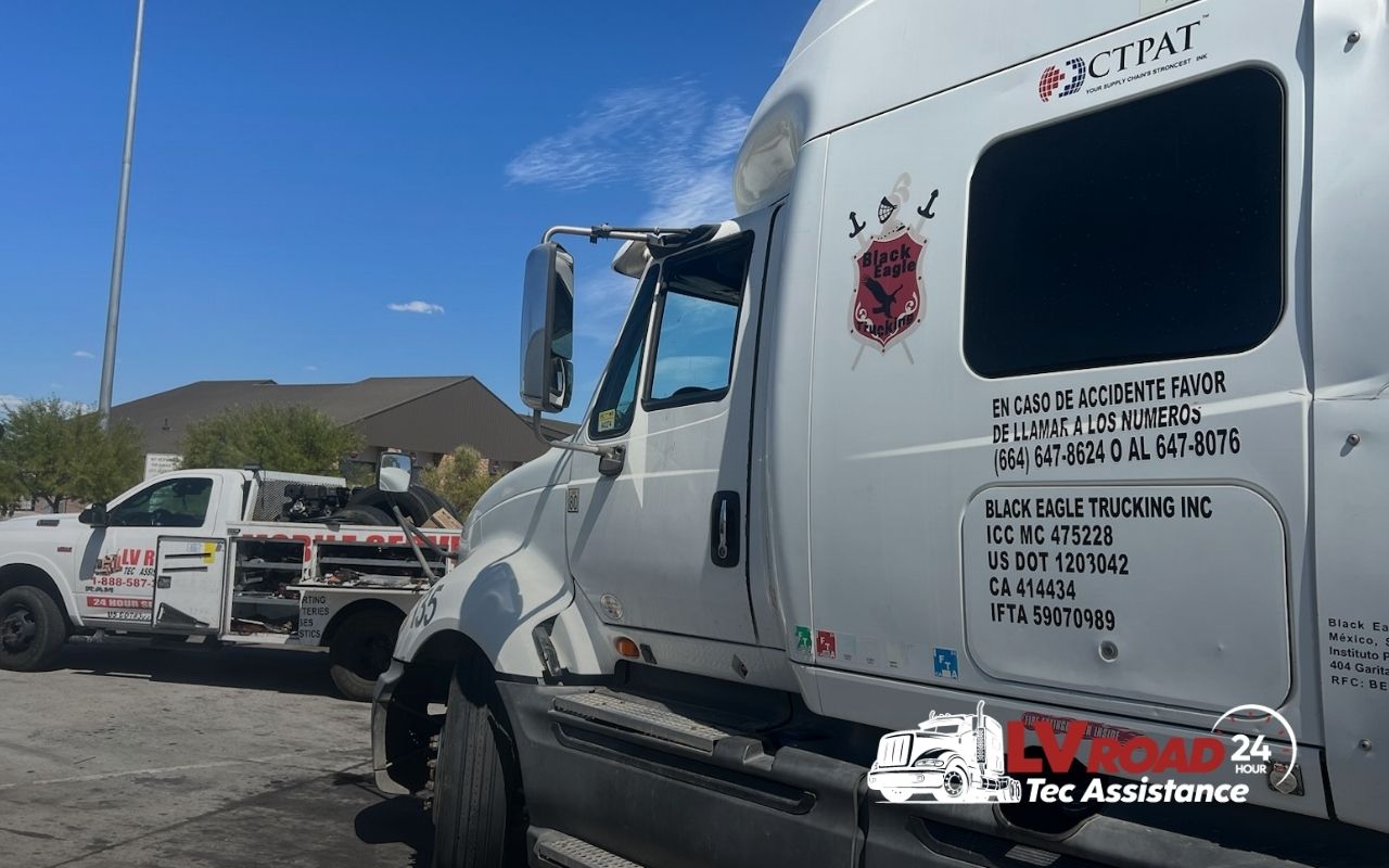 Mobile technician performing DOT Inspection in California