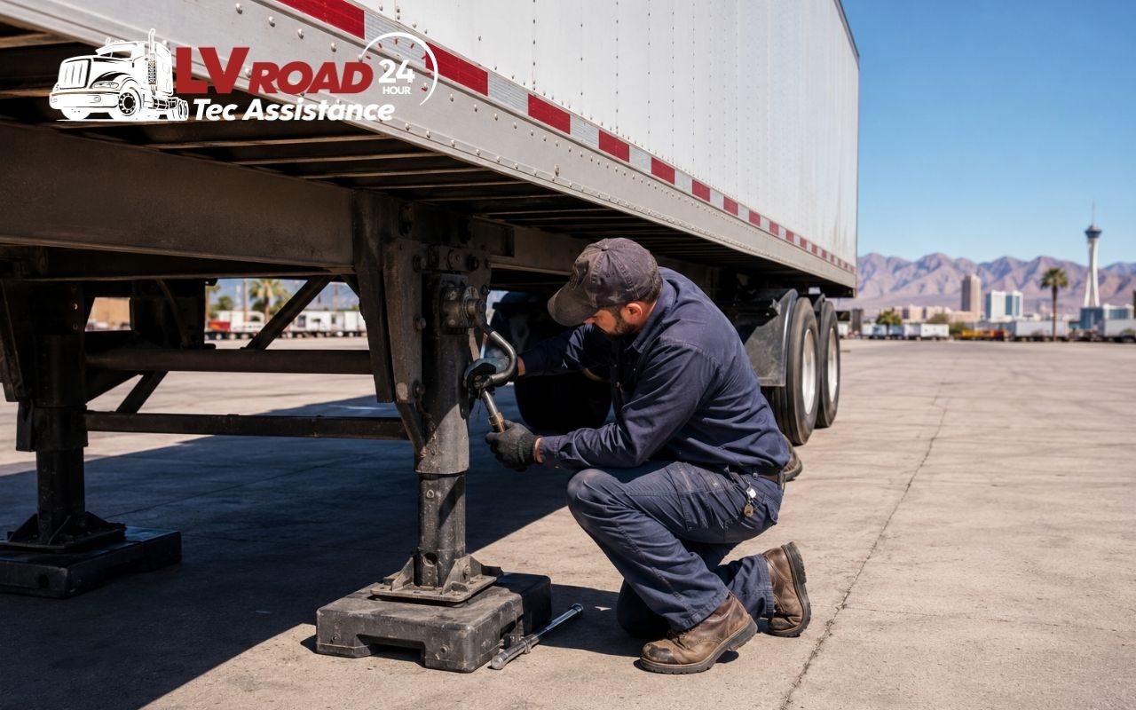 mechanic checking semi truck clutch repair in Las Vegas needs