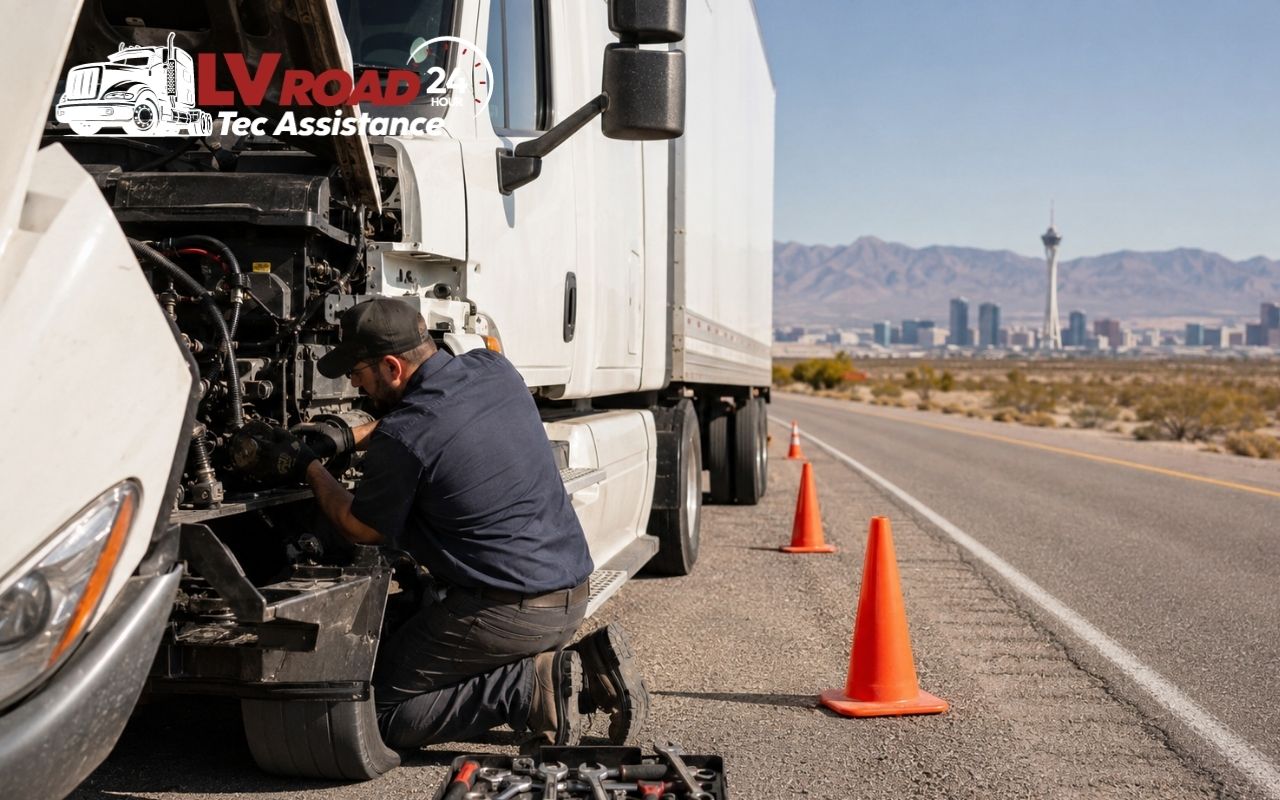 semi truck starter motor repair in Las Vegas for a roadside no-start issue