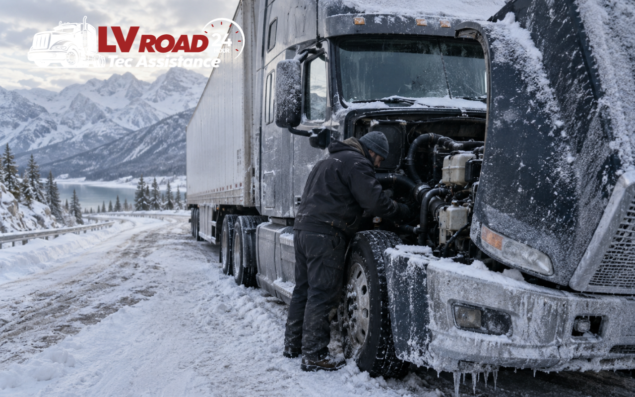 Diesel fuel gelling cold weather mountain routes during winter trucking