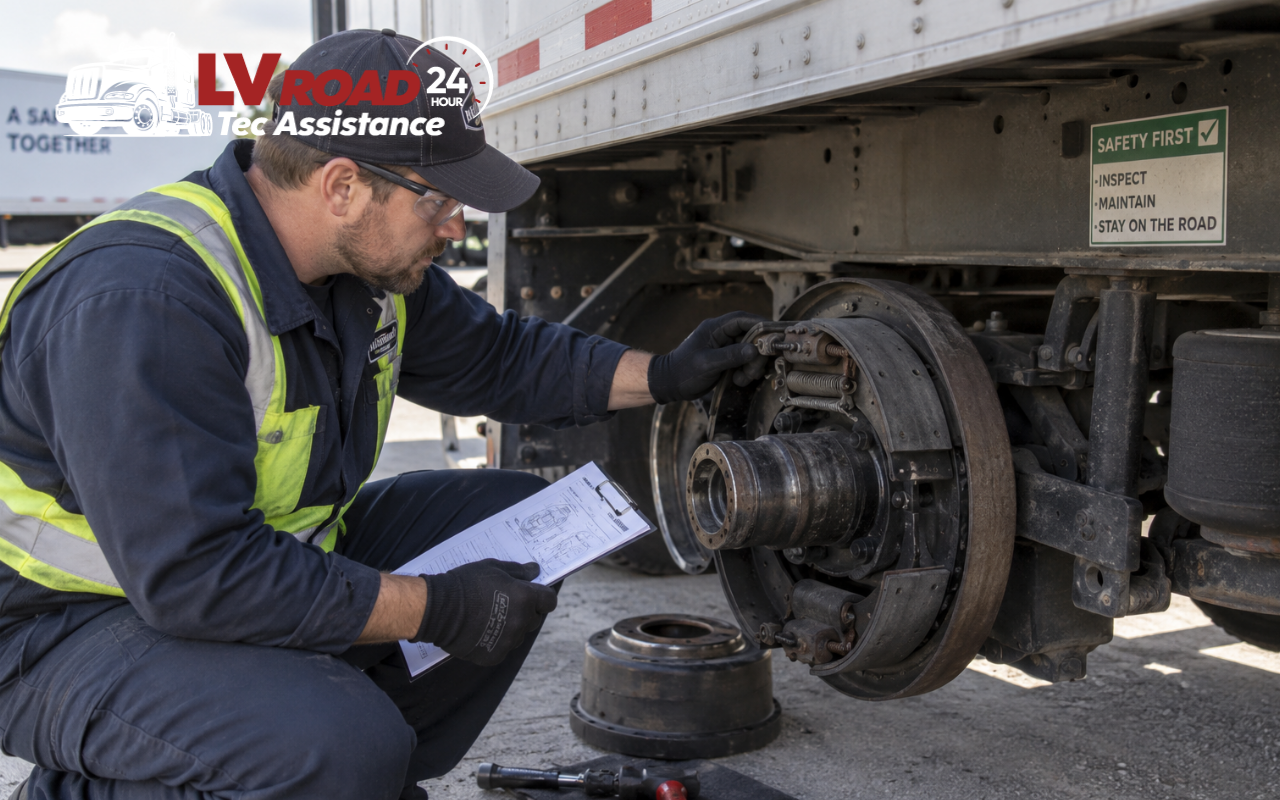 Mobile semi truck repair in Mesquite NV assisting a roadside truck breakdown